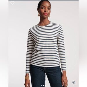 France’s Valentine Long Sleeve Striped Tee Shirt in Navy/Oyster
